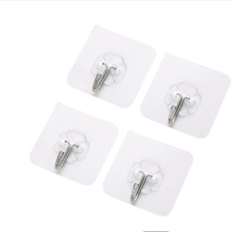 Heavy Duty Kitchen Sticky Self Adhesive Plastic Transparent single Wall mounted Hooks