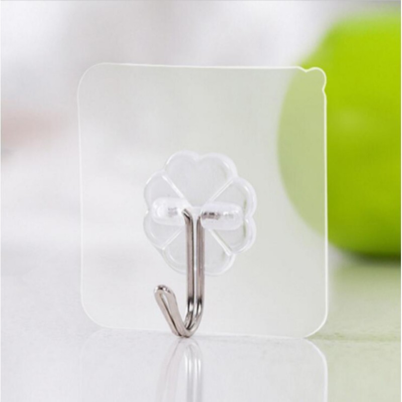 Heavy Duty Kitchen Sticky Self Adhesive Plastic Transparent single Wall mounted Hooks