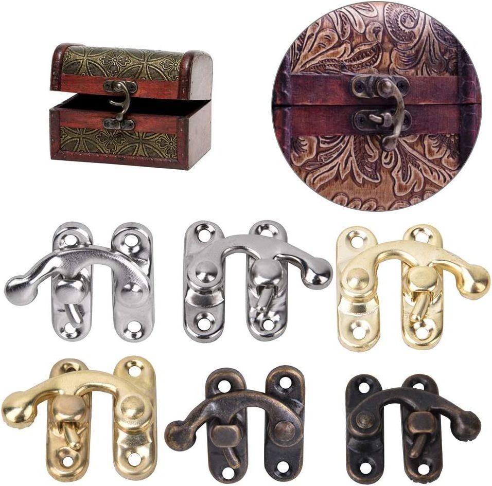 Latest Design Chinese Jewelry Box Hook Buckle Wooden Box Ox Horn Lock Metal Box Lock