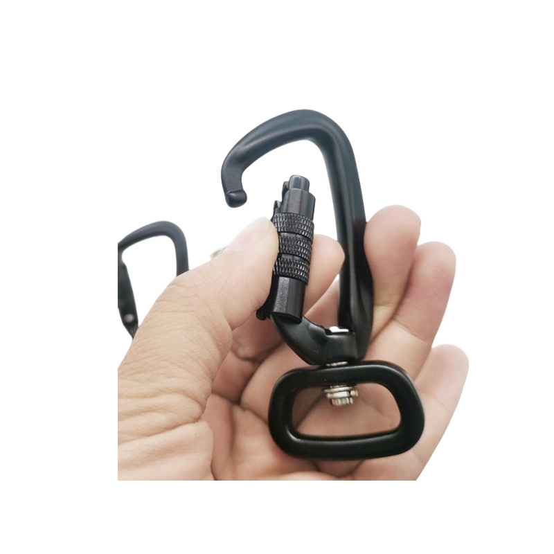 New Product Sale Manufacturer Direct Black Spring Carabiner Hook  Dog Carabiner Hook Hammock Buck