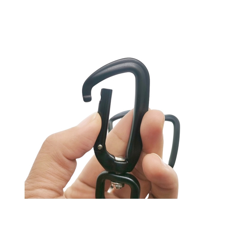 New Product Sale Manufacturer Direct Black Spring Carabiner Hook  Dog Carabiner Hook Hammock Buck