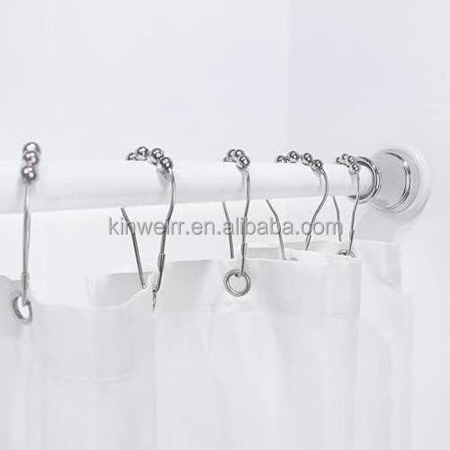 Factory Wholesale High Quality Rustproof Stainless Steel Shower Curtain Rings Hooks For Bathroom Shower Rod