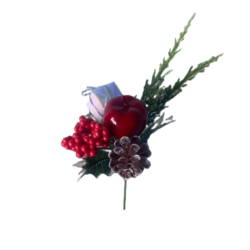 Custom Christmas Red Berry Twig Stem Artificial Flower Branches With Pine cone Bell For Christmas Tree  Wedding Holiday Home