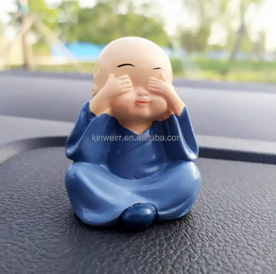 Customizing New Products Bobble Monks Buddha Figure Gift Desk Car Ornaments Resin Bobble Heads Monk Set