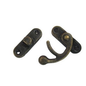 Wholesale Right Latch Hook Antique Clasp Swing Lock for Wood Box With Antique Brass Color