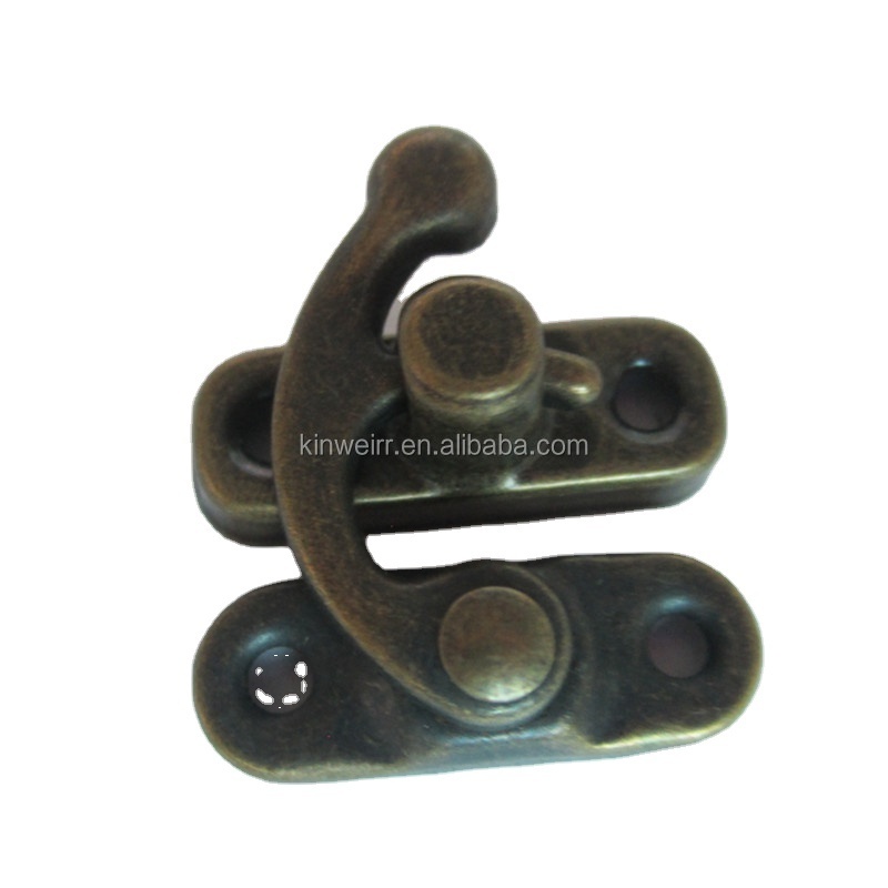 Wholesale Right Latch Hook Antique Clasp Swing Lock for Wood Box With Antique Brass Color