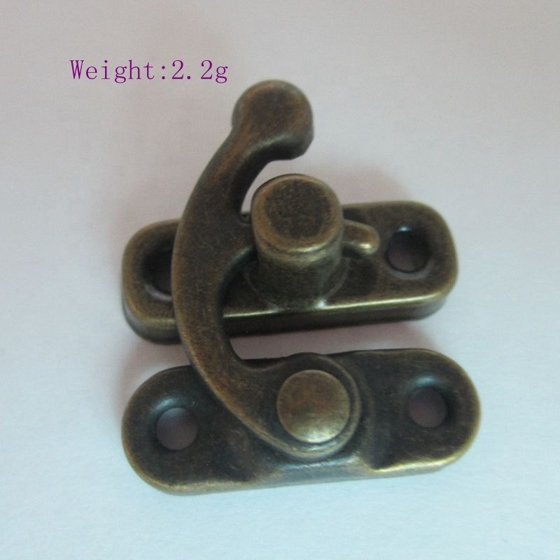 Wholesale Right Latch Hook Antique Clasp Swing Lock for Wood Box With Antique Brass Color