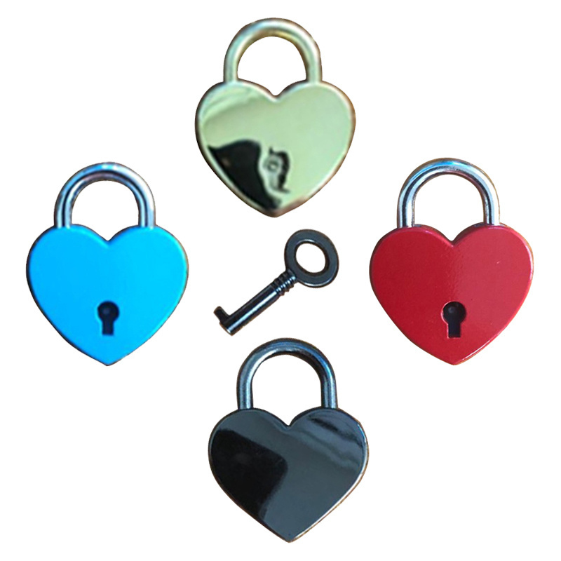 7 Colors Mini Love Heart Shape Lock Luggage Bag Case Gym Locker Padlock With Keys Padlock For Handbag Tiny Craft Diary Box Locks