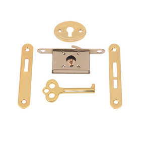 Furniture Counter Drawer Bronze Lock Retro Wooden Jewelry Decorative Box Lock Hardware Sliding Door Lock with Key