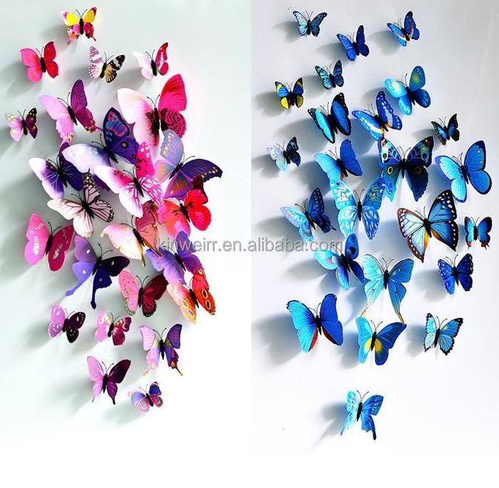 New Design in 2023 Creative 3D Wall Decal Butterfly Plastic Simulation Butterfly Festival Event Decoration Butterfly