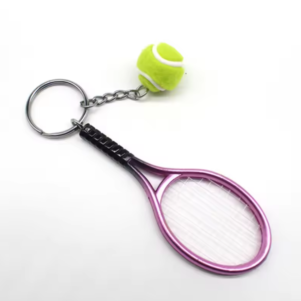 High Quality Wholesale Simulation Mini Tennis Rackets Sports Personalized Keychain Beach Tennis Keychain Racquet Keychain