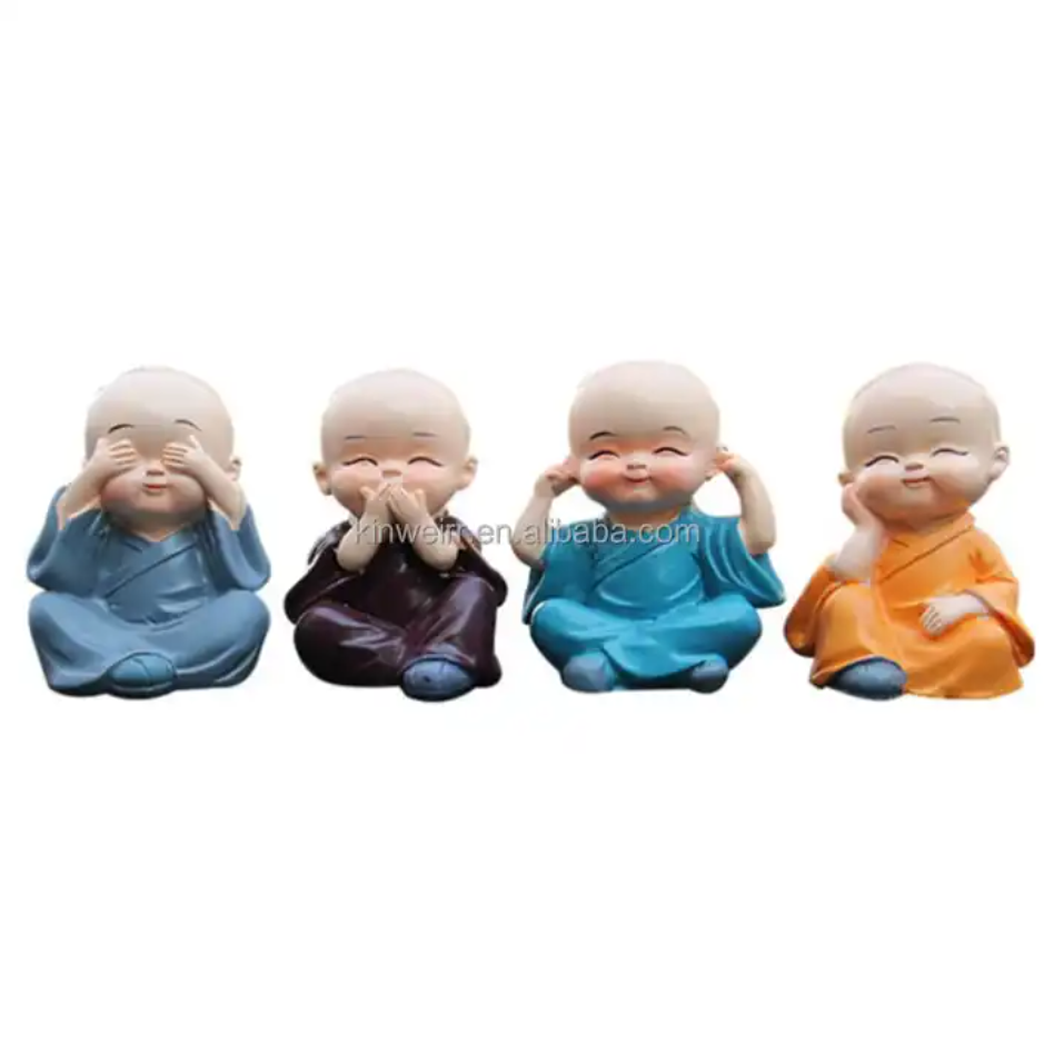 Customizing New Products Bobble Monks Buddha Figure Gift Desk Car Ornaments Resin Bobble Heads Monk Set