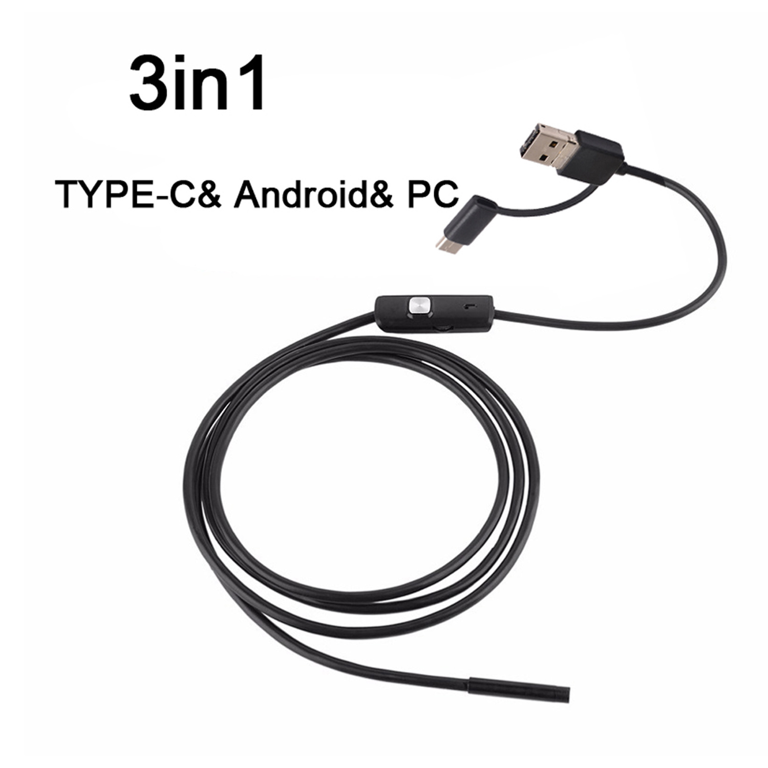 8mm 720P 3 IN 1 2M Rigid Wire Handheld Driver USB Endoscope Camera Inspection Camera Borescope HD Endoscopic Camera Portable