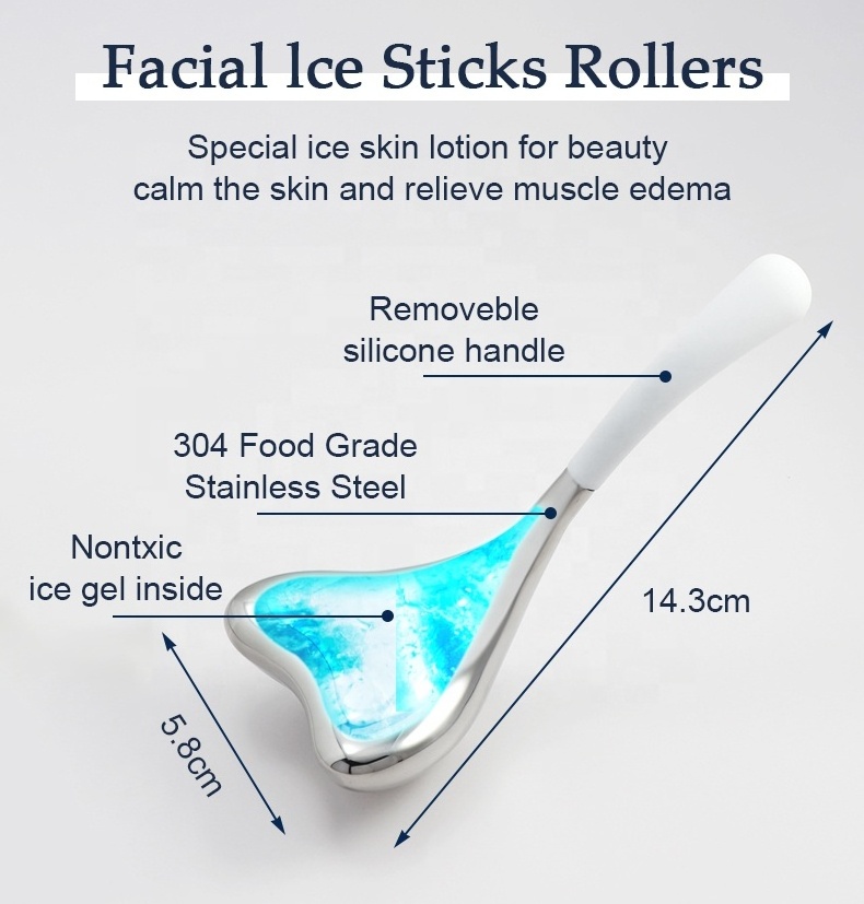 Skin Care Tools metal Heart Gua Sha Face Lifting Beauty Cooling Cryo Sticks massage Stainless Steel Ice Globes