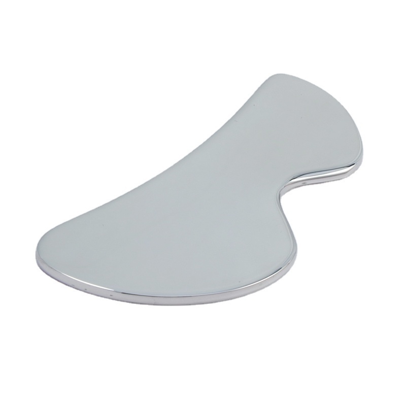 private label silver Metal Gua sha Tools Facial Massage B Shape Stainless Steel Guasha Scraping Guasha