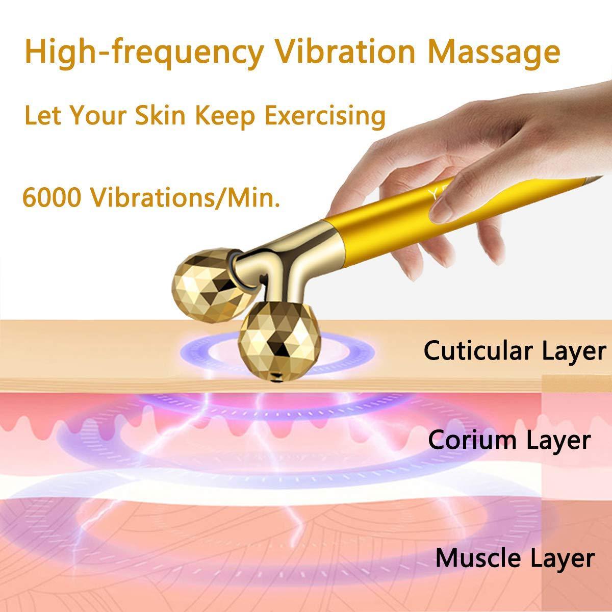 Skin care lifting black firming electric vibrating double balls 3d facial massage roller