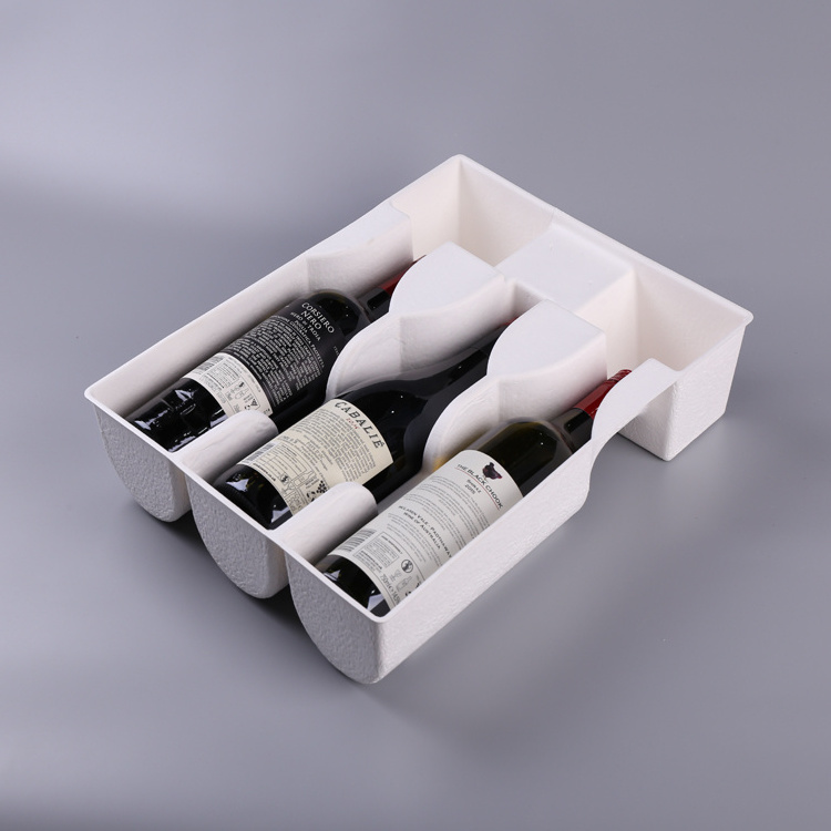 Custom eco friendly molded pulp packaging box for wine packaging bottle package wine shipper