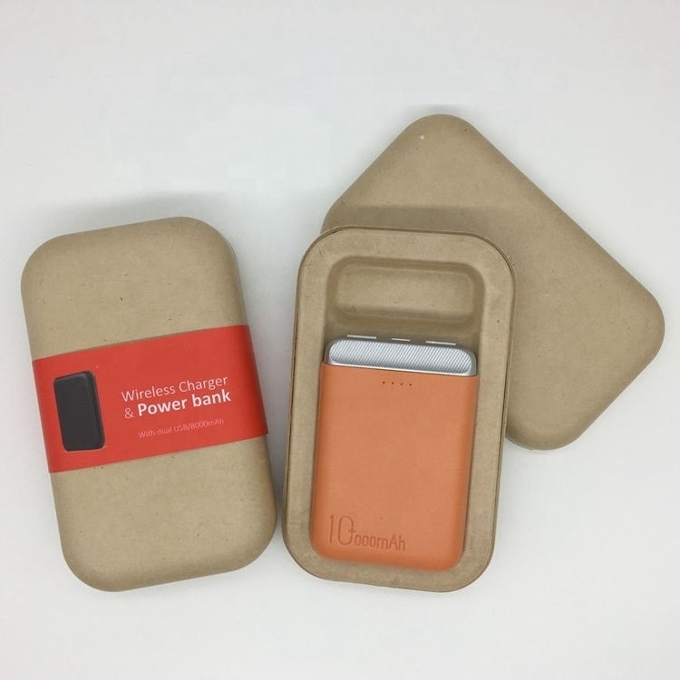 Power bank, mobile phone case, 3C product packaging, 100% degradable natural color dry pressure bagasse packaging box.