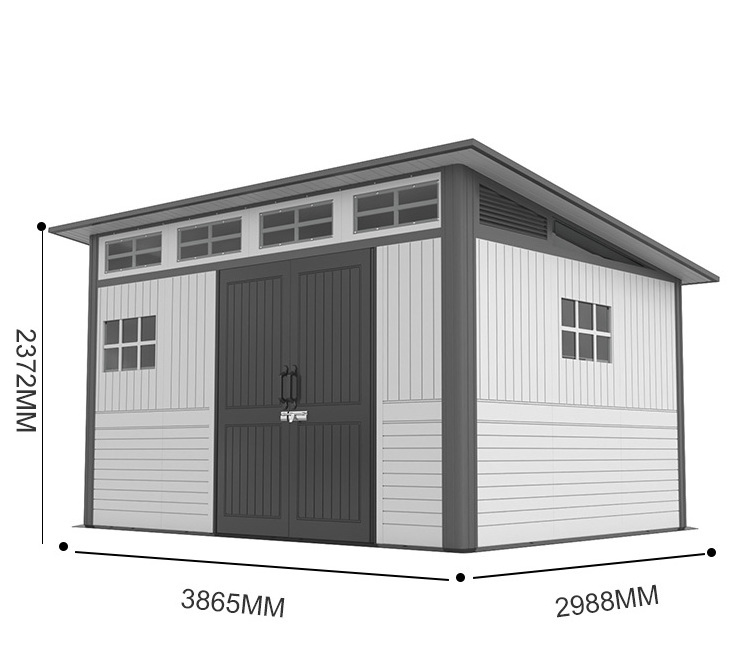 kinying Brand Single Sloped Roof Pent Shed Modern Garden Workshop Shed Luxurious Plastic Prefab Cabin Garden Storage