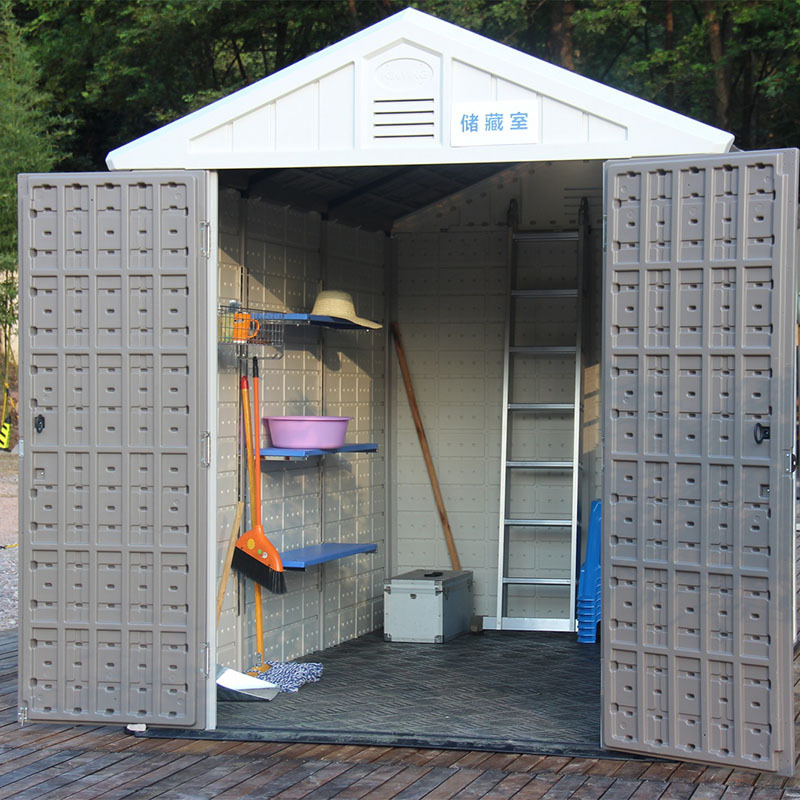 Kinying Plastic Outdoor Cabin HDPE Prefab Bolt Container House Patio Garden Storage Shed with Floor