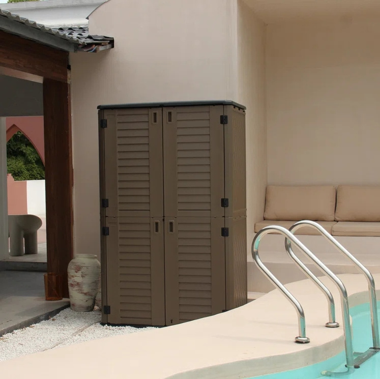 Waterproof Plastic Outdoor Garden Balcony Flatpack Horizontal Storage Box Container Sheds Storage