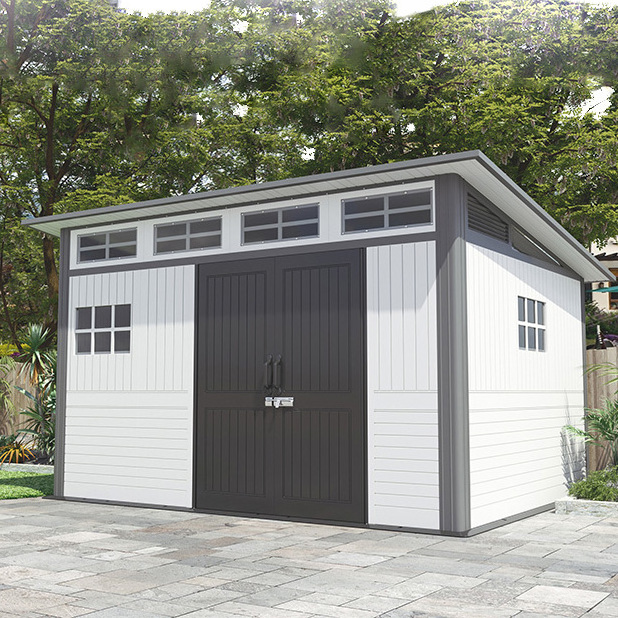 kinying Brand Single Sloped Roof Pent Shed Modern Garden Workshop Shed Luxurious Plastic Prefab Cabin Garden Storage