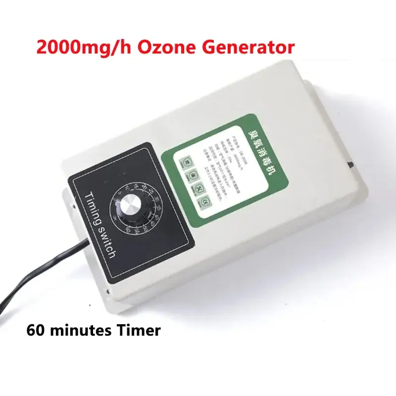 ac220V 110v Ozone Generator 2000mg Water Purifier Cleaner Ozonator Washing Machine for Food Meat Fruit Vegetable