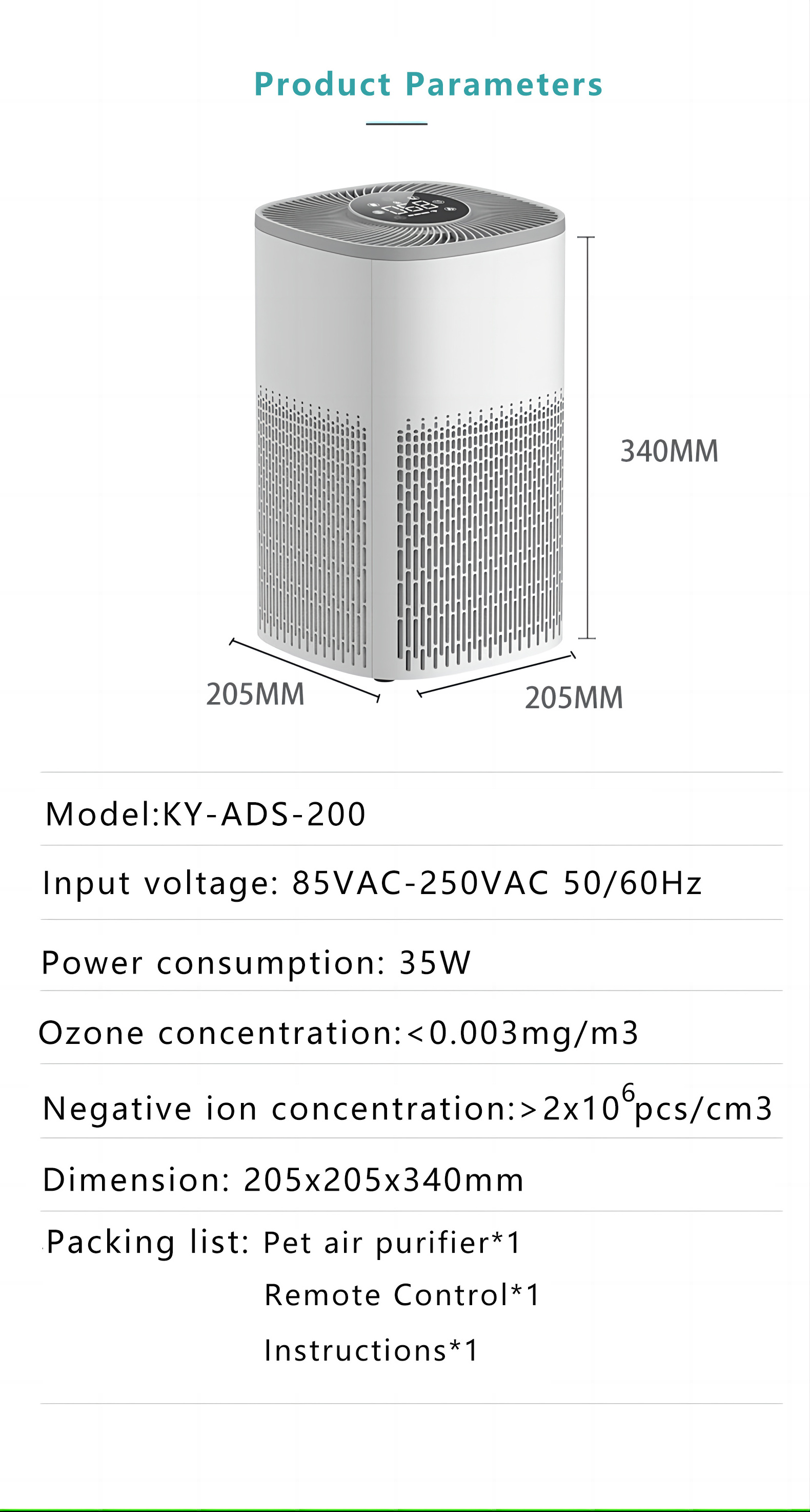 KINYO Air Purifier to Clean Air for Absorb Pet Hair Dust Pollen and Eliminate Odor with Plasma Catalytic Filter