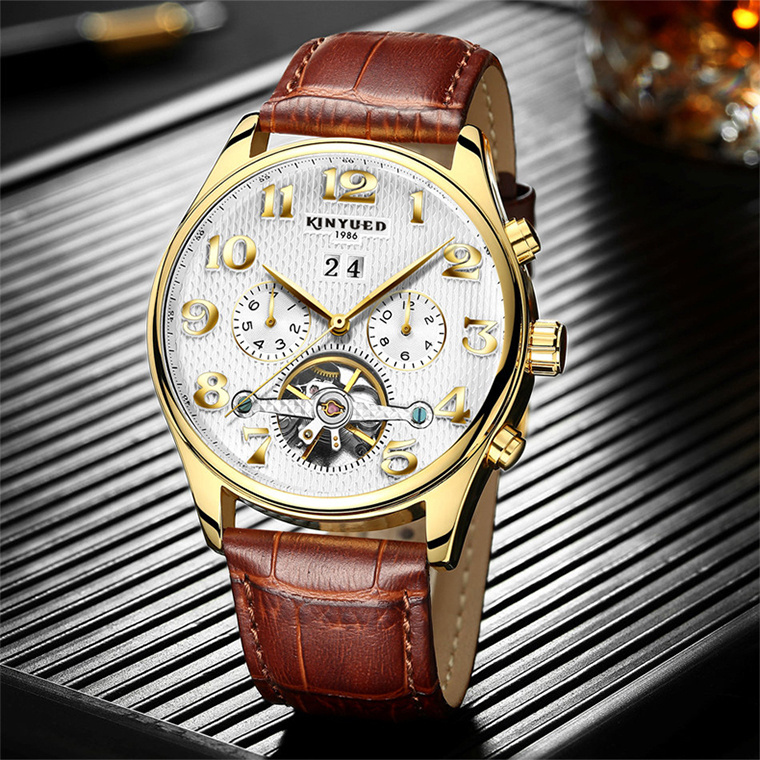 Luxury Watch Skeleton Tourbillon Mechanical Watch Popular Automatic Mechanical Men for Men Glass Leather Alloy Stainless Steel