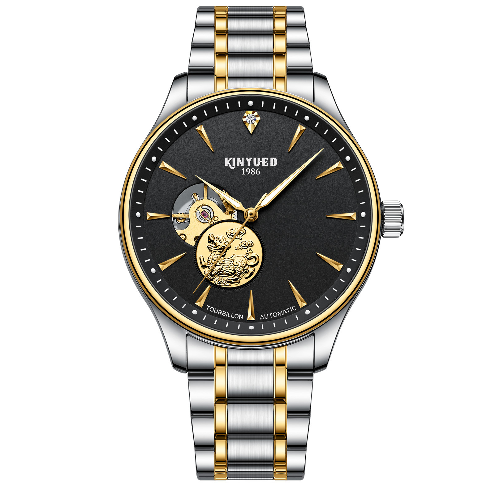 2023 High quality stainless steel band white dial from KINYUED factory watches for men Montres pour hommes