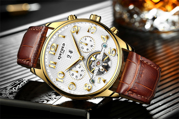 Luxury Watch Skeleton Tourbillon Mechanical Watch Popular Automatic Mechanical Men for Men Glass Leather Alloy Stainless Steel