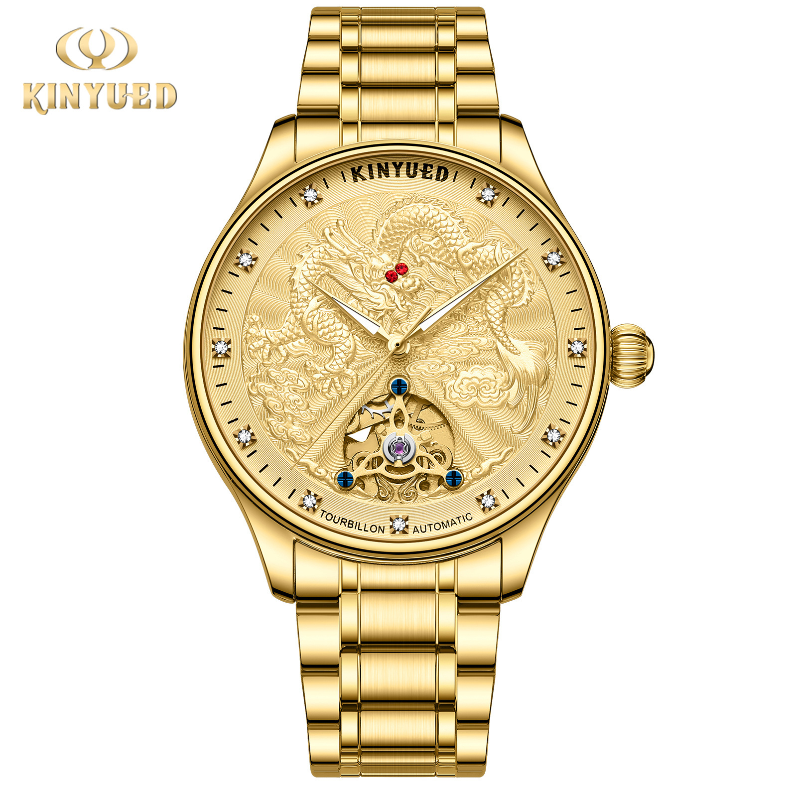 KINYUED J114 Hot Sale Luxury Reloj Montre Man watch sport mechanical automatic wrist Tourbillon gold dragon watches