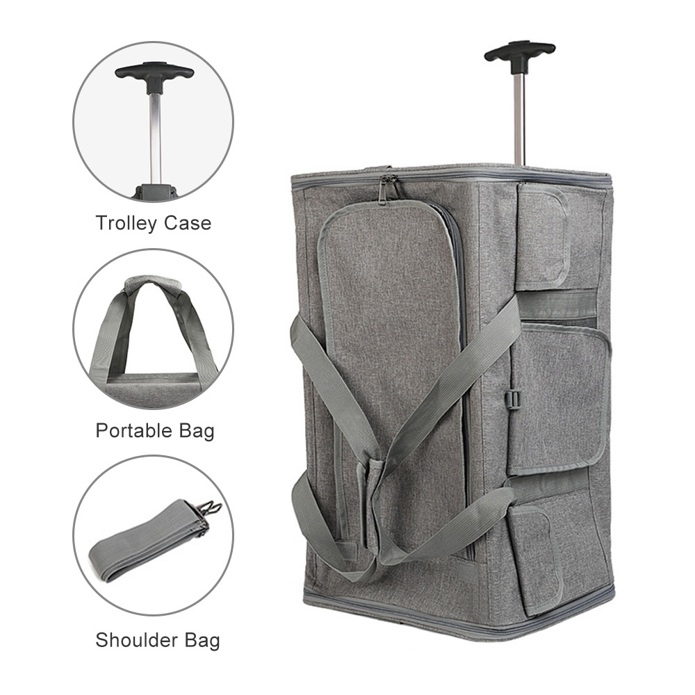 OEM Wholesale Detachable Large Size Airline Approved Portable Cat Travel Trolley Pet Dog Carrier on Wheels