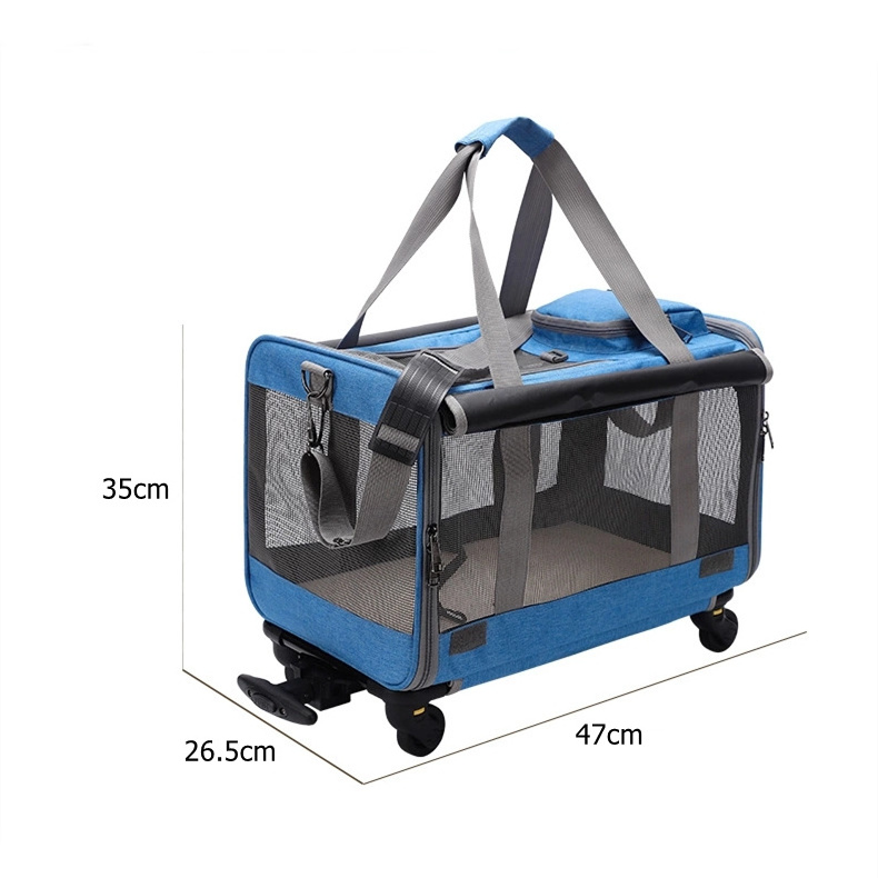 Manufacturer OEM Detachable Portable Breathable Airline Approved Travel Bag Pet Carrier with Wheels