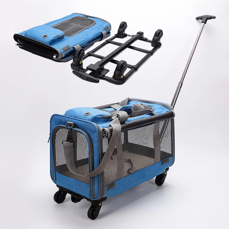 Manufacturer OEM Detachable Portable Breathable Airline Approved Travel Bag Pet Carrier with Wheels