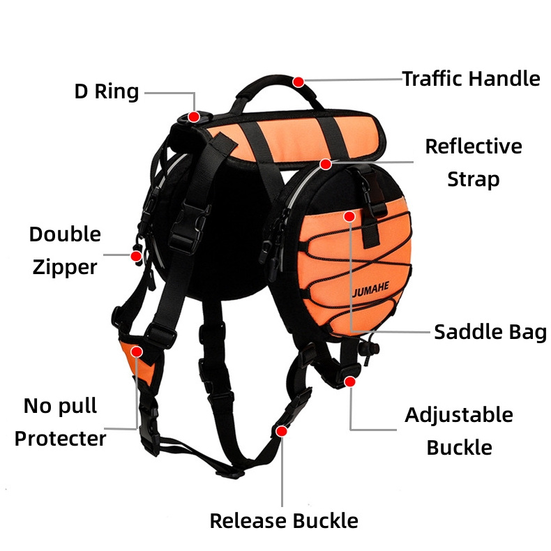 OEM Dog Pack Hound Travel Camping Hiking Backpack Saddle Bag Rucksack Dog Harness Backpack