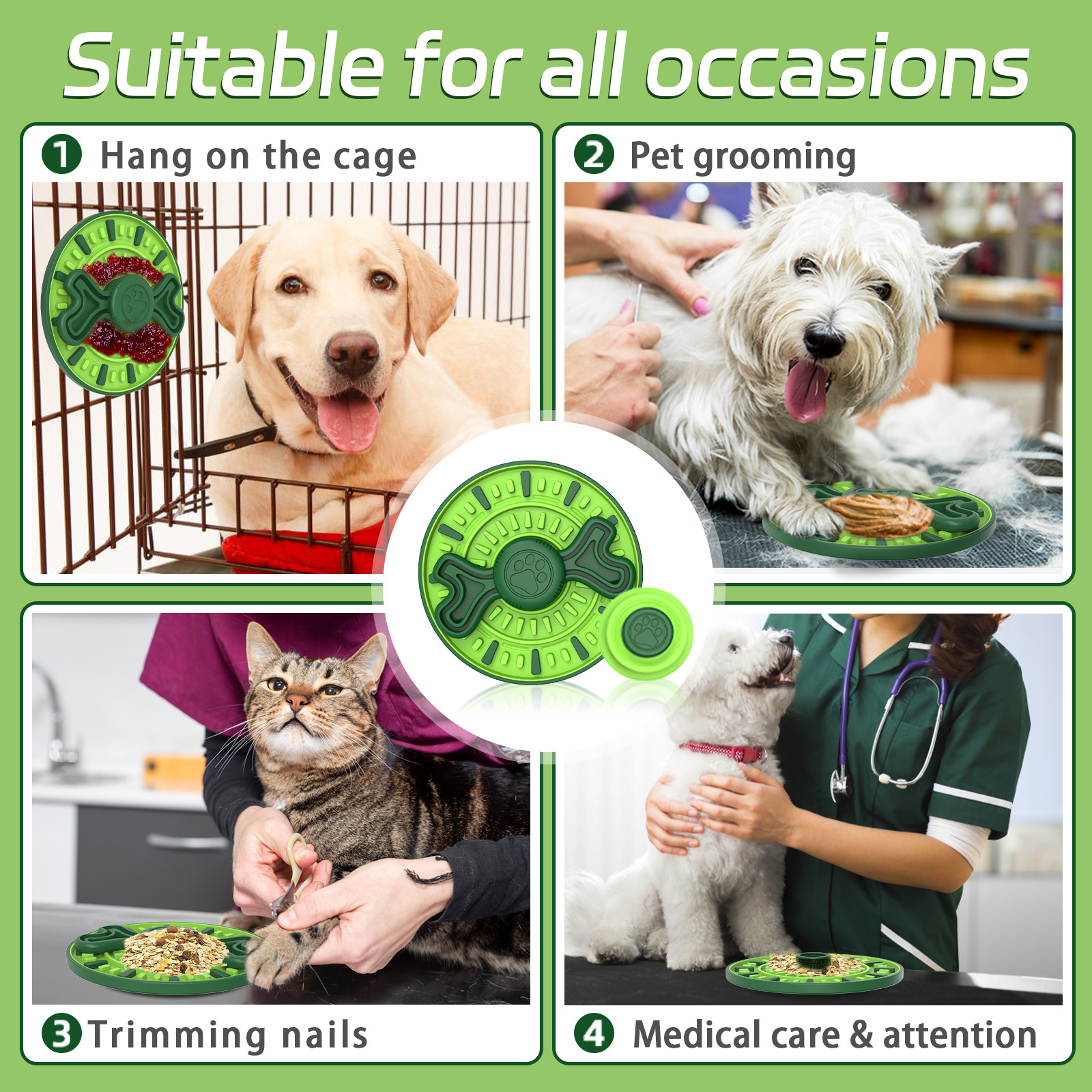 KINYU 2024 New Design Eco-Friendly Cage Licking Pad For Pet Dog Cat Interactive Puzzle Game Squeaky Spin Food Slow Feeder