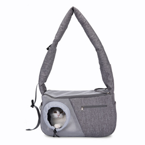 Adjustable Padded Shoulder Strap Hand Free Dog Sling Carrier for Small Dogs Puppy