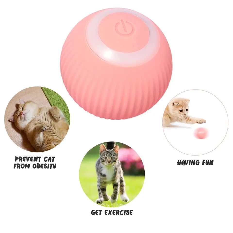 Electric Cat Toy Ball Automatic Rolling Ball Interactive Intelligent Cat Toy with USB Recharge For Cats