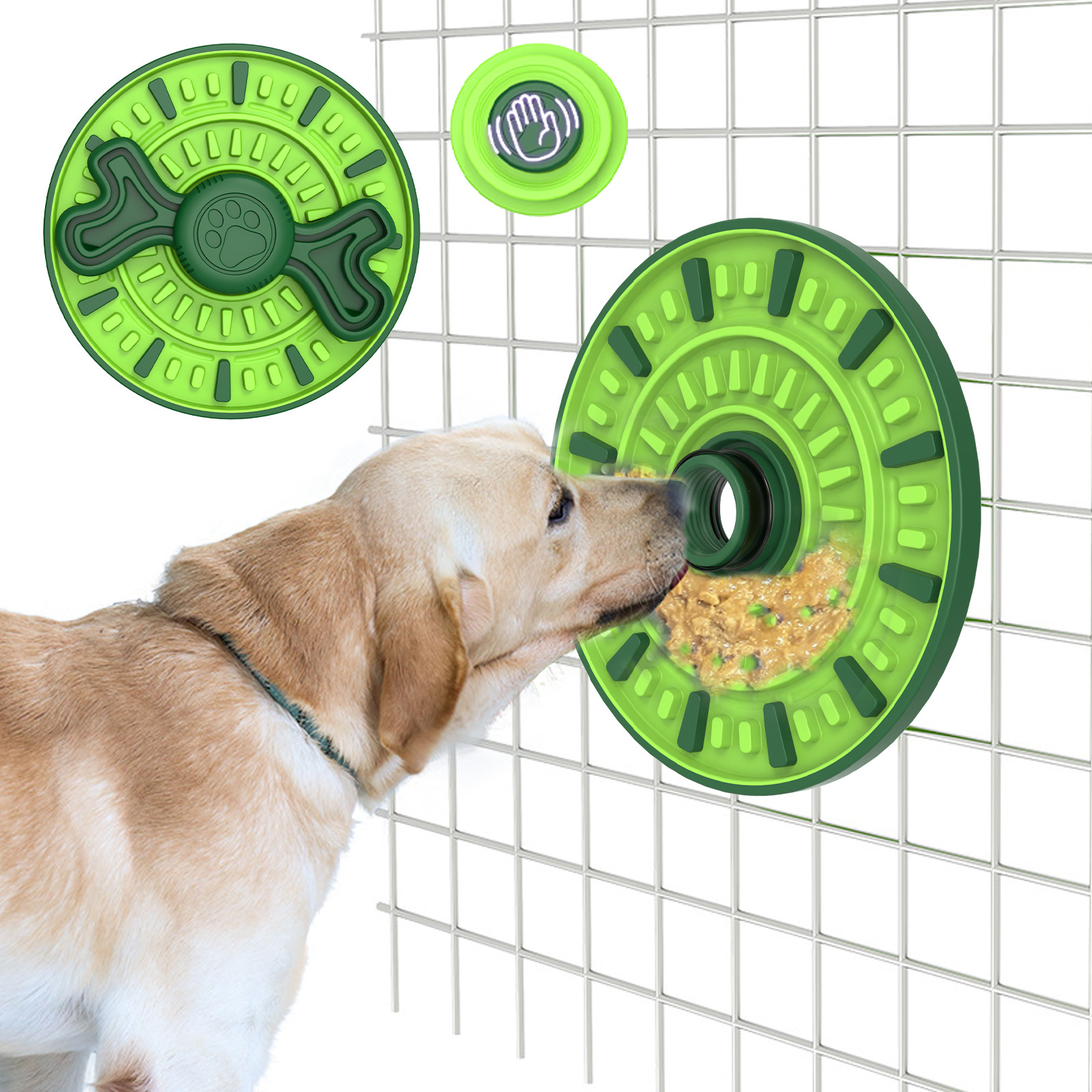 KINYU 2024 New Design Eco-Friendly Cage Licking Pad For Pet Dog Cat Interactive Puzzle Game Squeaky Spin Food Slow Feeder