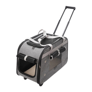 58cm Wide Airline Approved Portable Travel Trolley Plastic Door Dog Cat Carrier Pet Luggage