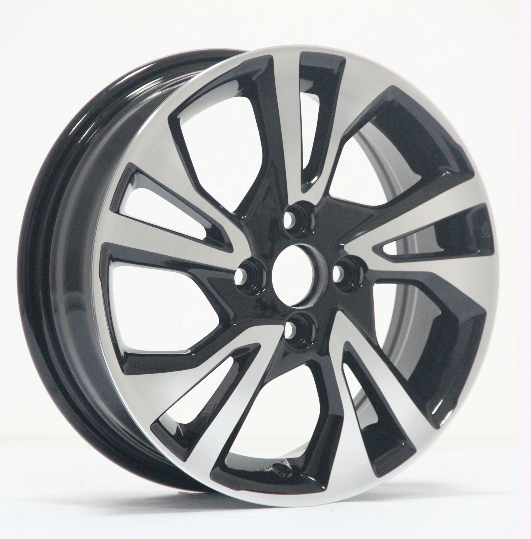 Shanghai factory directly sale machine face rims 4x100 15 inch black color alloy rims