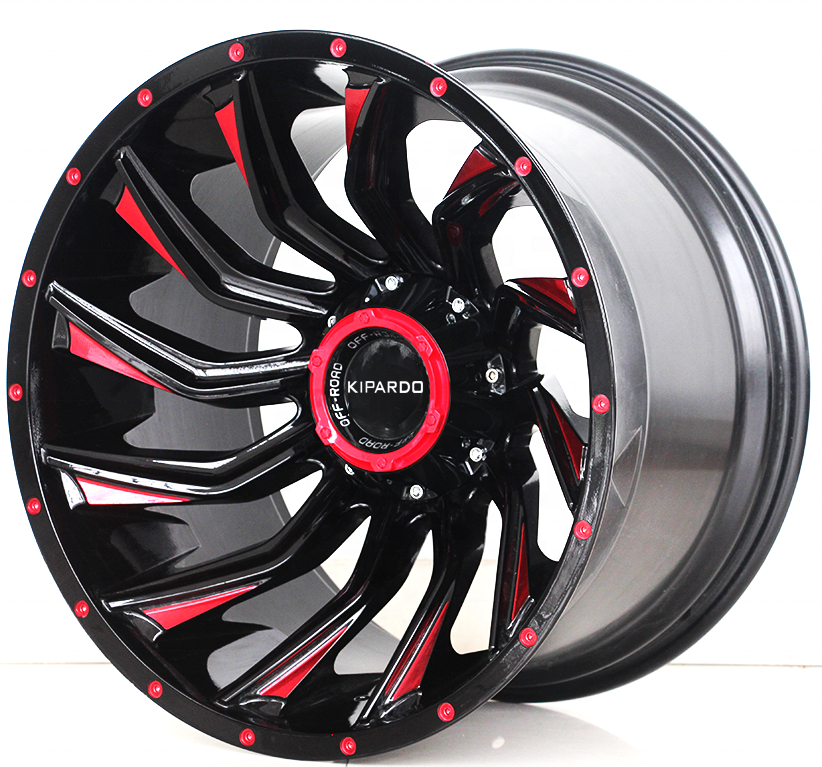 Matte black  and candy red color 20*12  PCD 6*139.7  spinning design in china machine face 20 inch alloy wheels