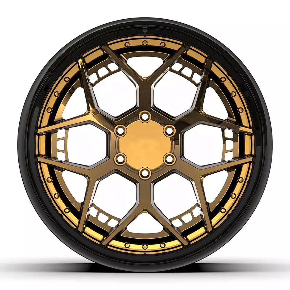 Kipardo full customized gold chrome 17-24inch deep concave 2 piece 3 piece custom forged aluminum wheels rims