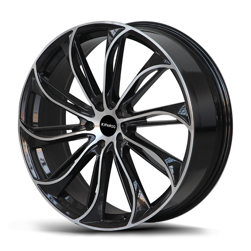 Kipardo Full size 14 15 16 17 18 19 20 inch rims black machine face 5 Split Spoke 4 5 holes car alloy wheels