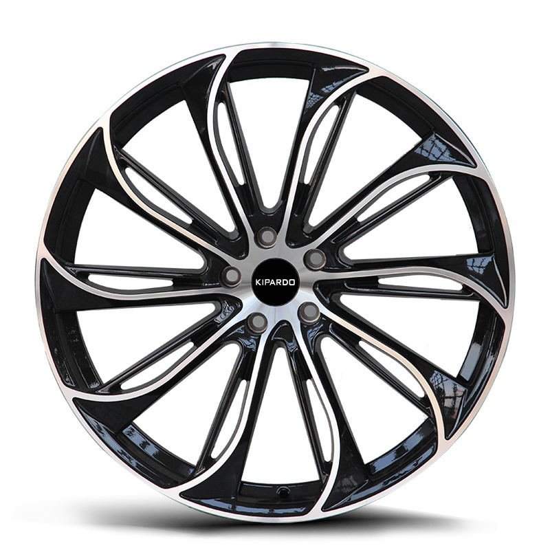 Kipardo Full size 14 15 16 17 18 19 20 inch rims black machine face 5 Split Spoke 4 5 holes car alloy wheels