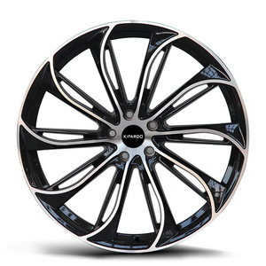 Kipardo Full size 14 15 16 17 18 19 20 inch rims black machine face 5 Split Spoke 4 5 holes car alloy wheels