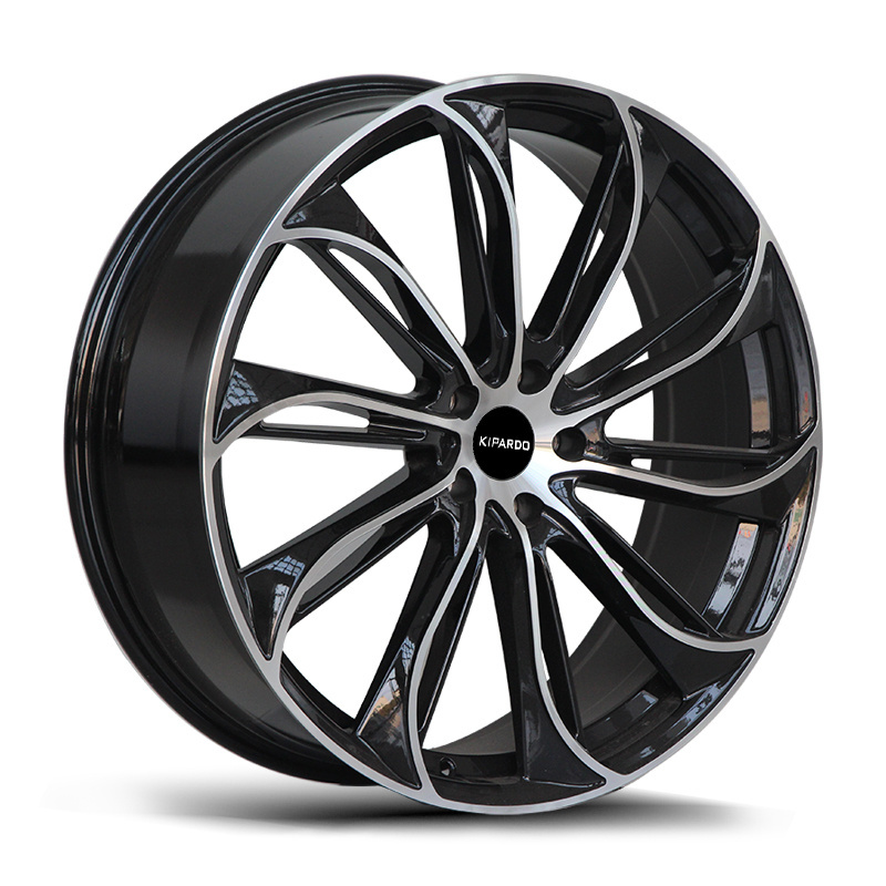 Kipardo Full size 14 15 16 17 18 19 20 inch rims black machine face 5 Split Spoke 4 5 holes car alloy wheels