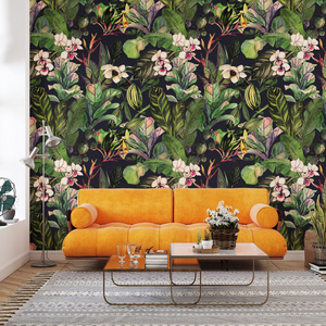 Custom Printing Floral Fabric Wallpaper Kids Living Room Wall Murals,Botanic Plant Odorless Removable Wallpaper for Home Decor