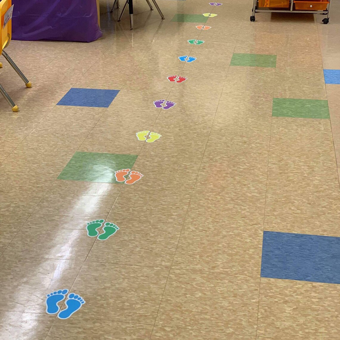 Custom Footprint floor decal removeable School Decoration sticker classroom kindergarten distancing vinyl PVC decals